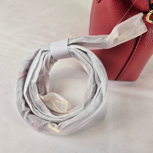 Michael Kors Hyde Small Pebbled Leather Satchel Light Berry Sorbet Double Handle - Picture 10 of 14